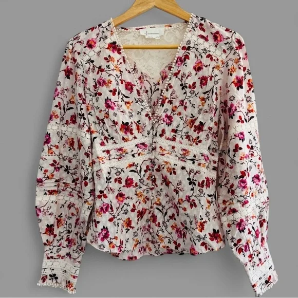 Anthropologie-Floral lace long sleeve blouse-Size 4-EUC - Picture 3 of 13